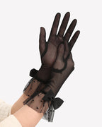 Sultrye Bow Short Mitten Mesh Gloves for 1920s