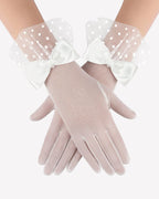 Sultrye Bow Short Mitten Mesh Gloves for 1920s