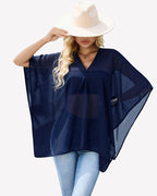 Off Shoulder Chiffon Blouse Batwing Sleeve Flowy Going Out Top