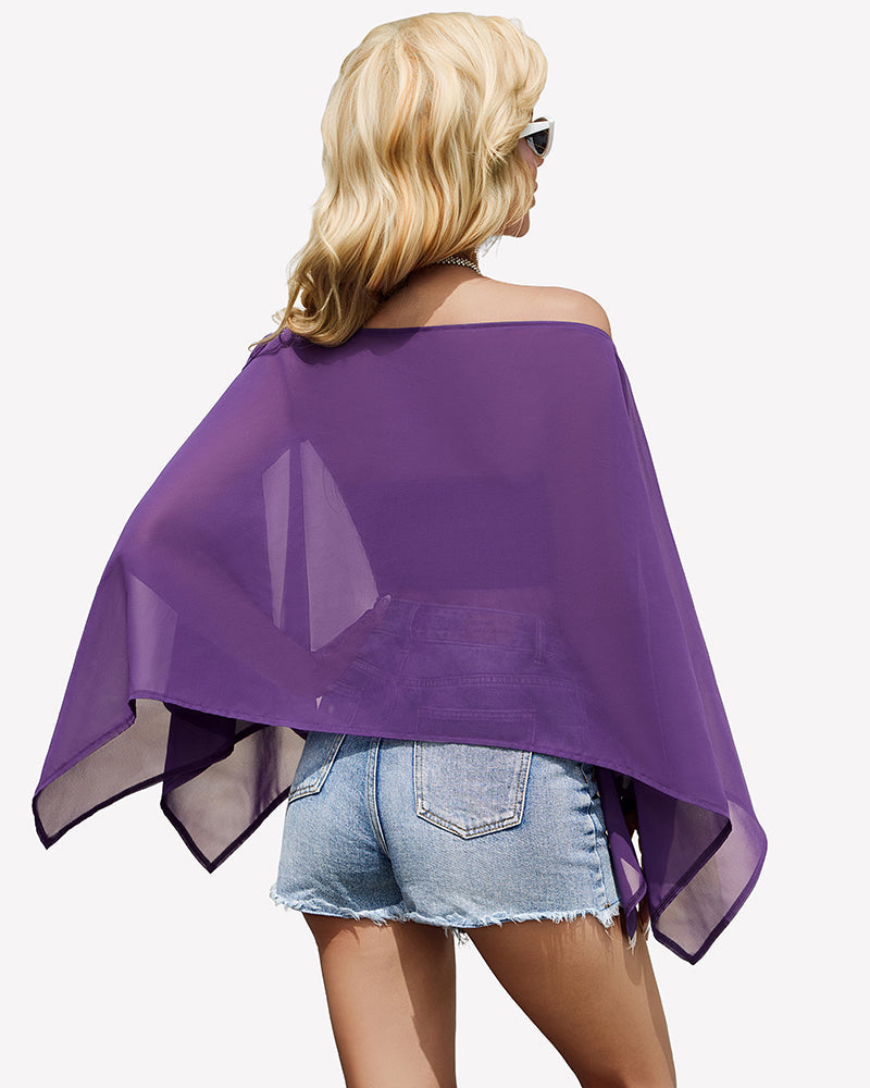 Off Shoulder Chiffon Blouse Batwing Sleeve Flowy Going Out Top