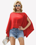 Off Shoulder Chiffon Blouse Batwing Sleeve Flowy Going Out Top