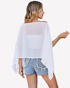 Off Shoulder Chiffon Blouse Batwing Sleeve Flowy Going Out Top