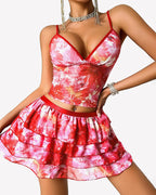 Two Piece Lounge Set Tank Top and Skirt Vacation Outfit