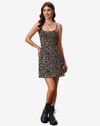 Spaghetti Strap Mesh Mini Dress A-Line Double Layer Dresses
