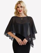 Chiffon Capelet Batwing Sleeve Sheer Wrap for Wedding & Evening