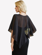 Chiffon Capelet Batwing Sleeve Sheer Wrap for Wedding & Evening