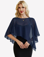 Chiffon Capelet Batwing Sleeve Sheer Wrap for Wedding & Evening