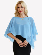 Chiffon Capelet Batwing Sleeve Sheer Wrap for Wedding & Evening