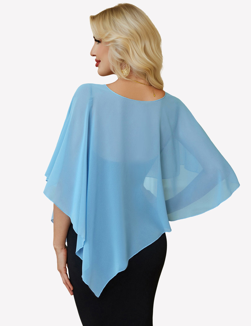 Chiffon Capelet Batwing Sleeve Sheer Wrap for Wedding & Evening