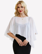 Chiffon Capelet Batwing Sleeve Sheer Wrap for Wedding & Evening