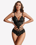 Sheer Lace Bodysuit V Neck Teddy Lingerie One Piece