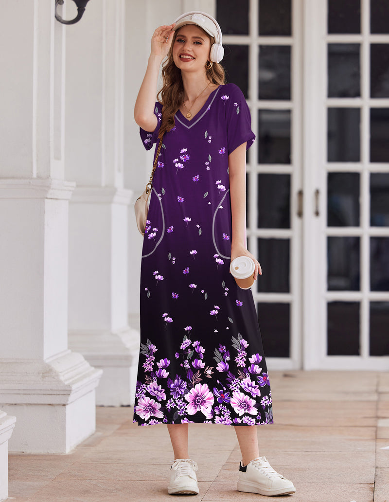 Ekouaer Ultra-Soft Long Nightgown with Pocket (US Only)