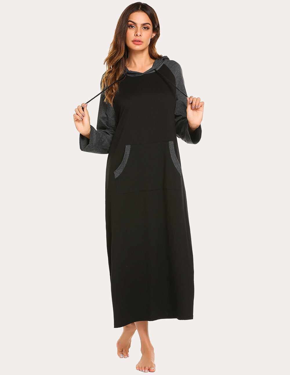 Contrast Color Hooded Nightdress (US Only)