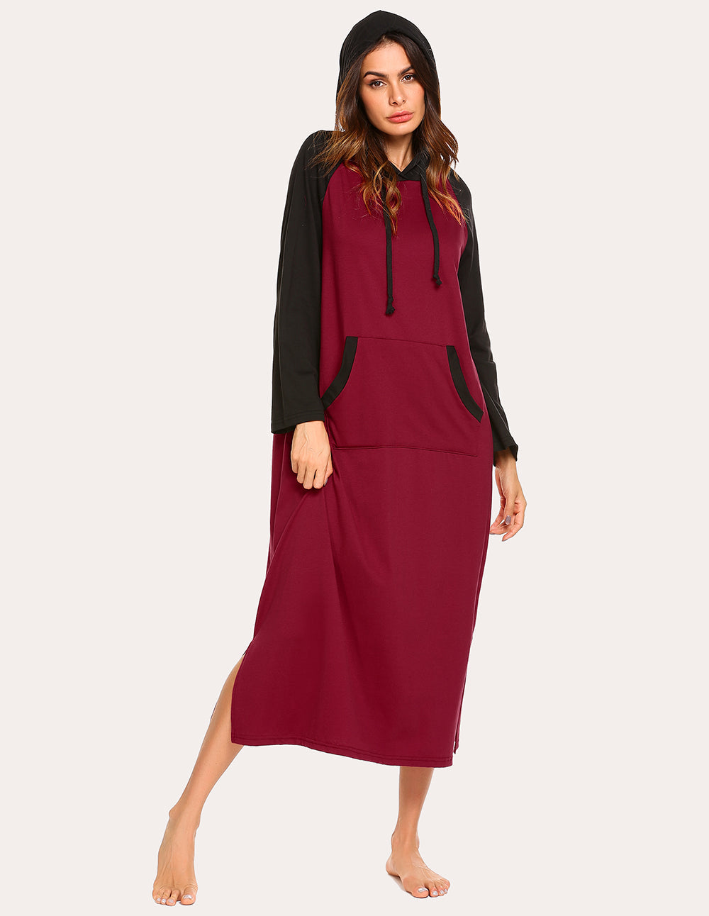 Contrast Color Hooded Nightdress (US Only)