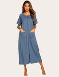 Ekouaer Short Sleeve Full Length Loungewear with Pockets (US Only)