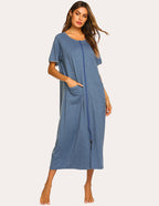 Ekouaer Short Sleeve Full Length Loungewear with Pockets (US Only)