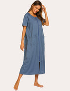 Ekouaer Short Sleeve Full Length Loungewear with Pockets (US Only)