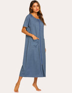 Ekouaer Short Sleeve Full Length Loungewear with Pockets (US Only)