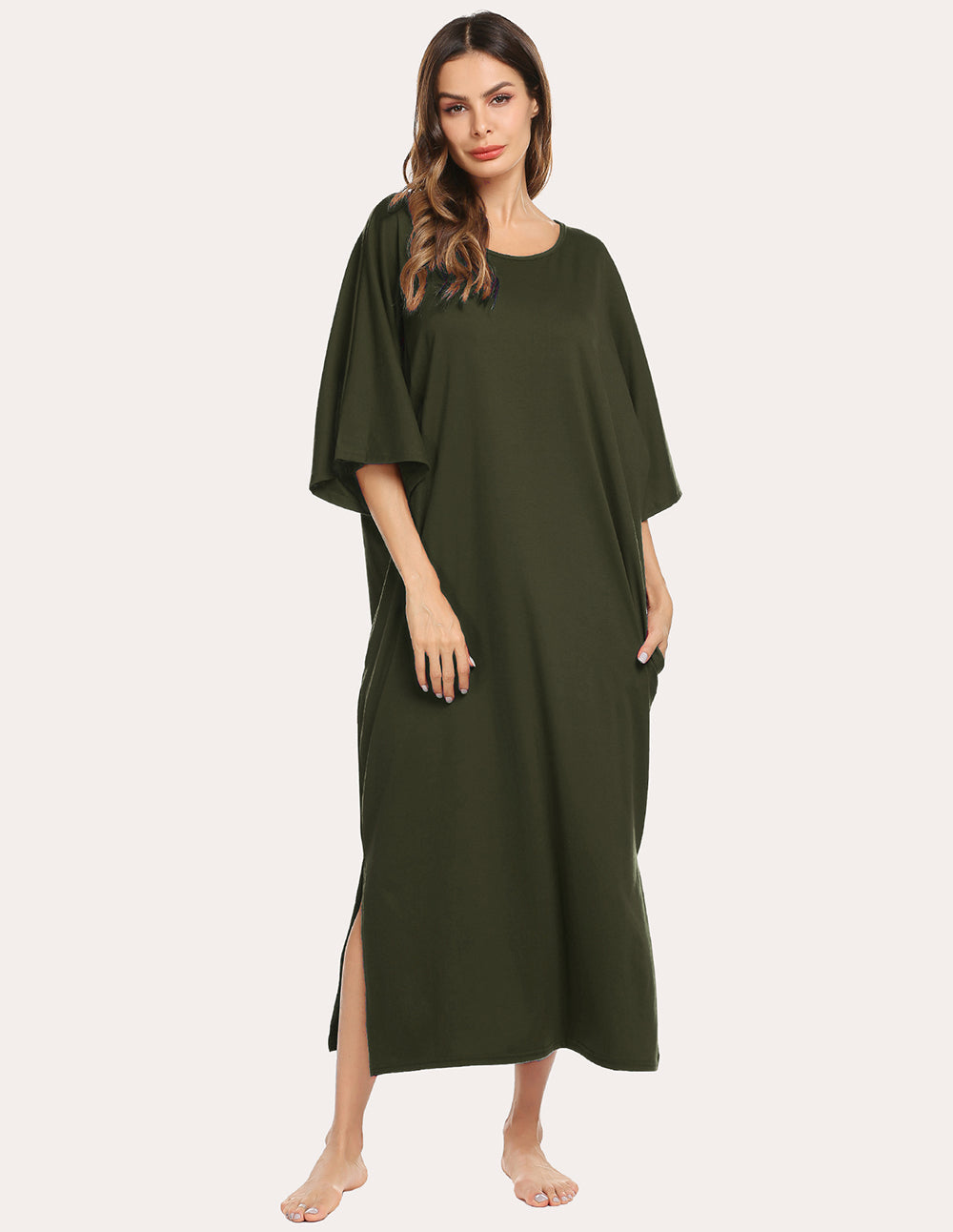 Ekouaer Oversized Split Hem Nightdress (US Only)