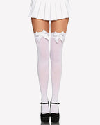 Satin Bow Thigh Highs Over Knee Long Stockings