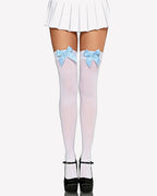 Satin Bow Thigh Highs Over Knee Long Stockings