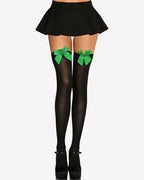 Satin Bow Thigh Highs Over Knee Long Stockings