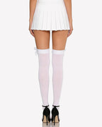 Satin Bow Thigh Highs Over Knee Long Stockings