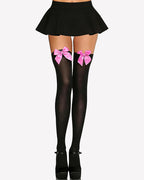 Satin Bow Thigh Highs Over Knee Long Stockings