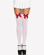 Satin Bow Thigh Highs Over Knee Long Stockings