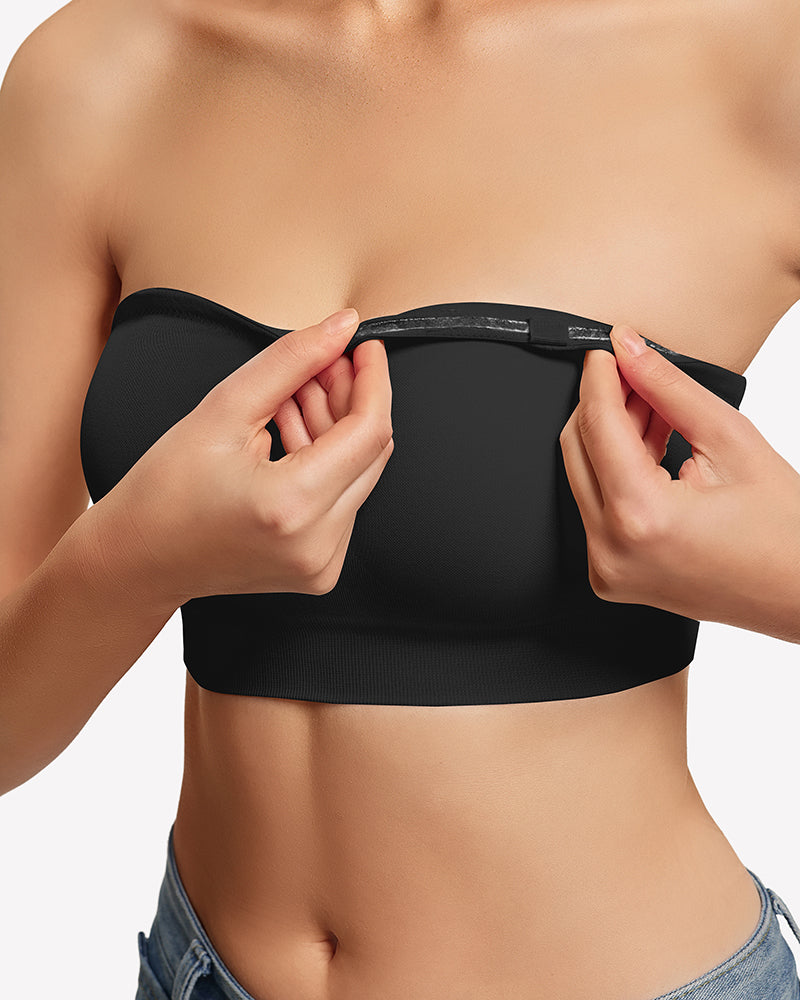 Non-Slip Strapless Push-Up Bandeau Bra