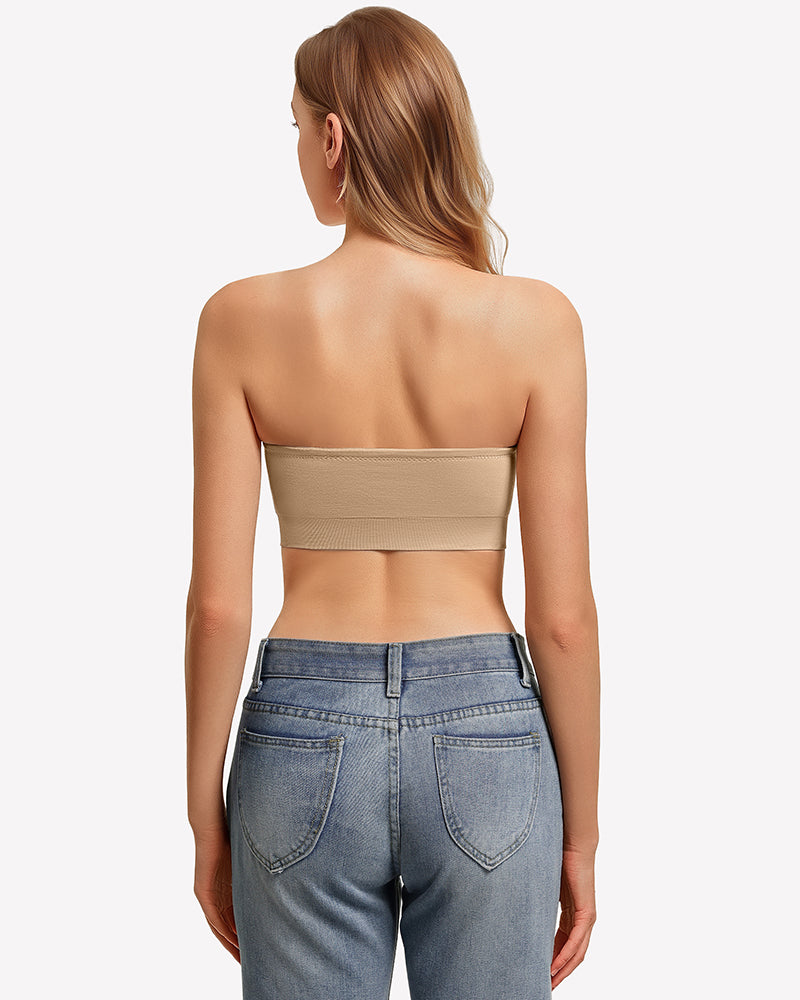 Non-Slip Strapless Push-Up Bandeau Bra