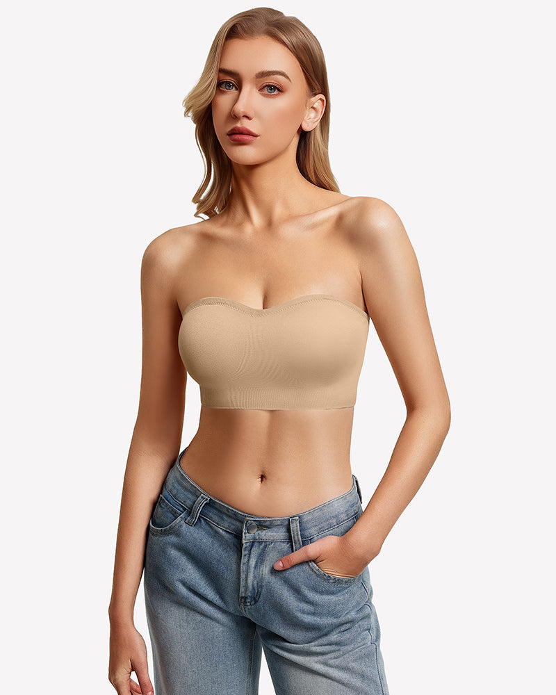 Non-Slip Strapless Push-Up Bandeau Bra