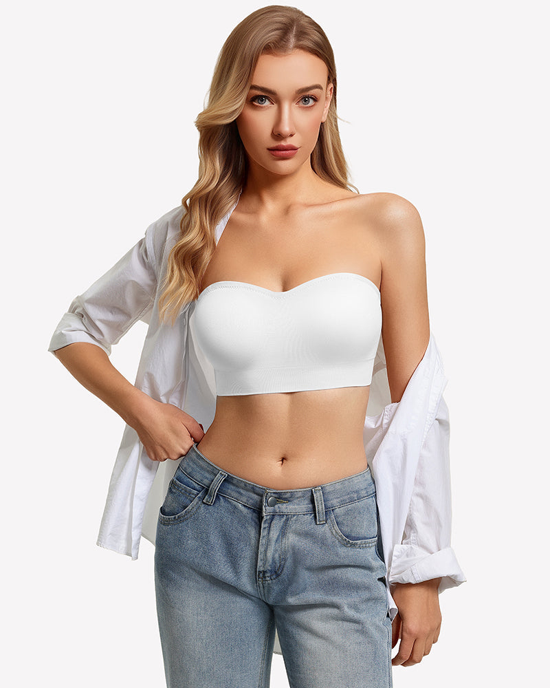 Non-Slip Strapless Push-Up Bandeau Bra