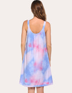 Ekouaer Contrast Color Front Pleated Nightdress (US Only)