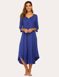 3/4 Sleeve Asymmetrical Hem Nightdress (US Only)
