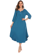 3/4 Sleeve Asymmetrical Hem Nightdress (US Only)