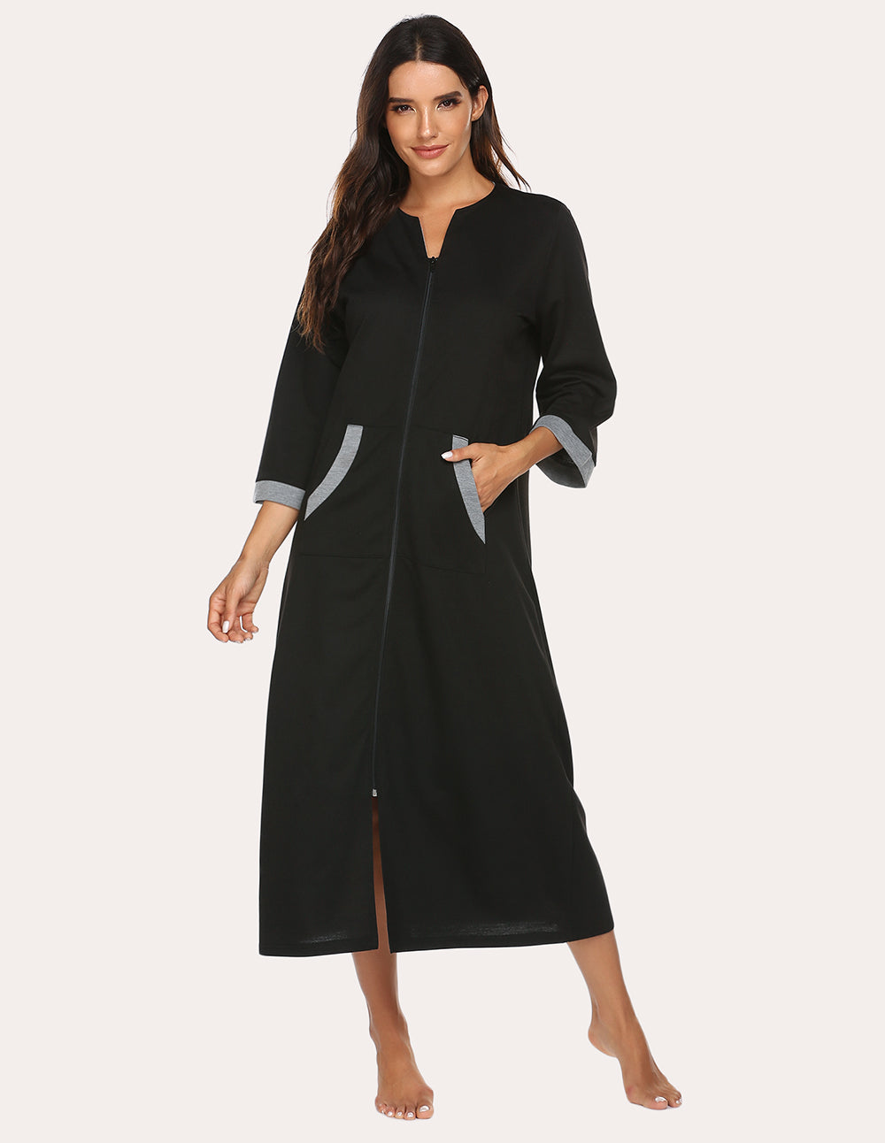 Ekouaer 3/4 Sleeves Long Robe Nightgowns (US Only)