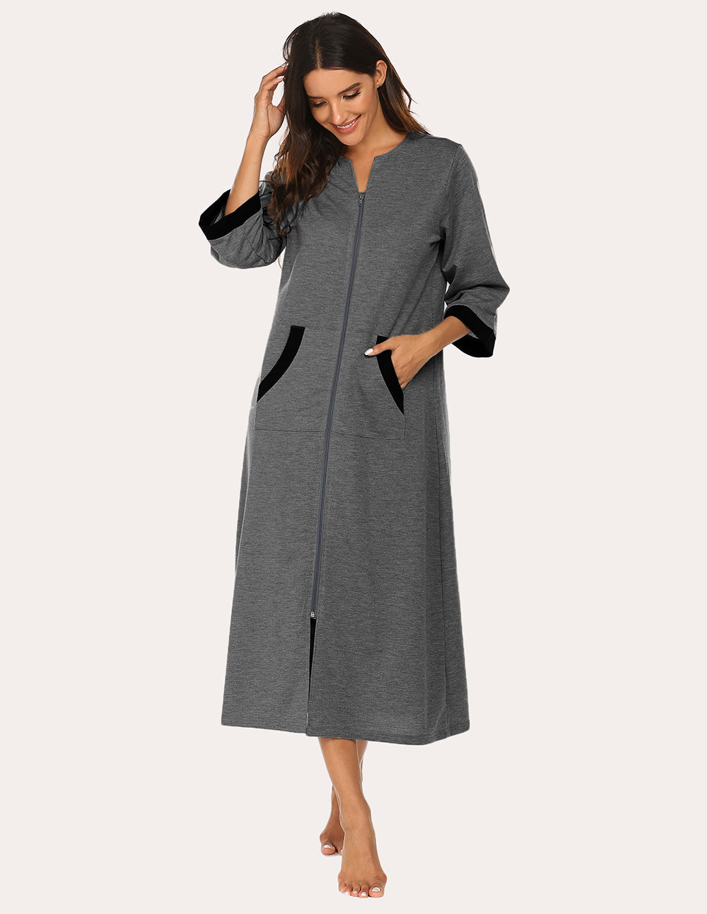 Ekouaer 3/4 Sleeves Long Robe Nightgowns (US Only)