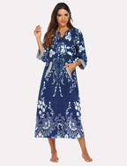 Ekouaer 3/4 Sleeves Long Robe Nightgowns (US Only)