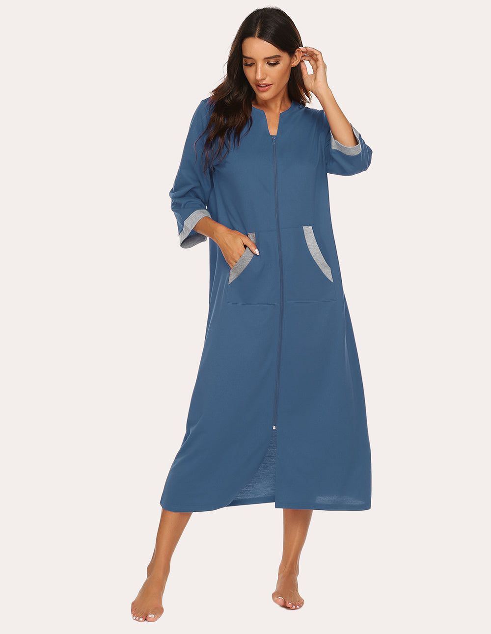 Ekouaer 3/4 Sleeves Long Robe Nightgowns (US Only)