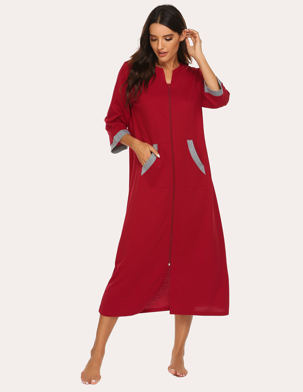 Ekouaer 3/4 Sleeves Long Robe Nightgowns (US Only)