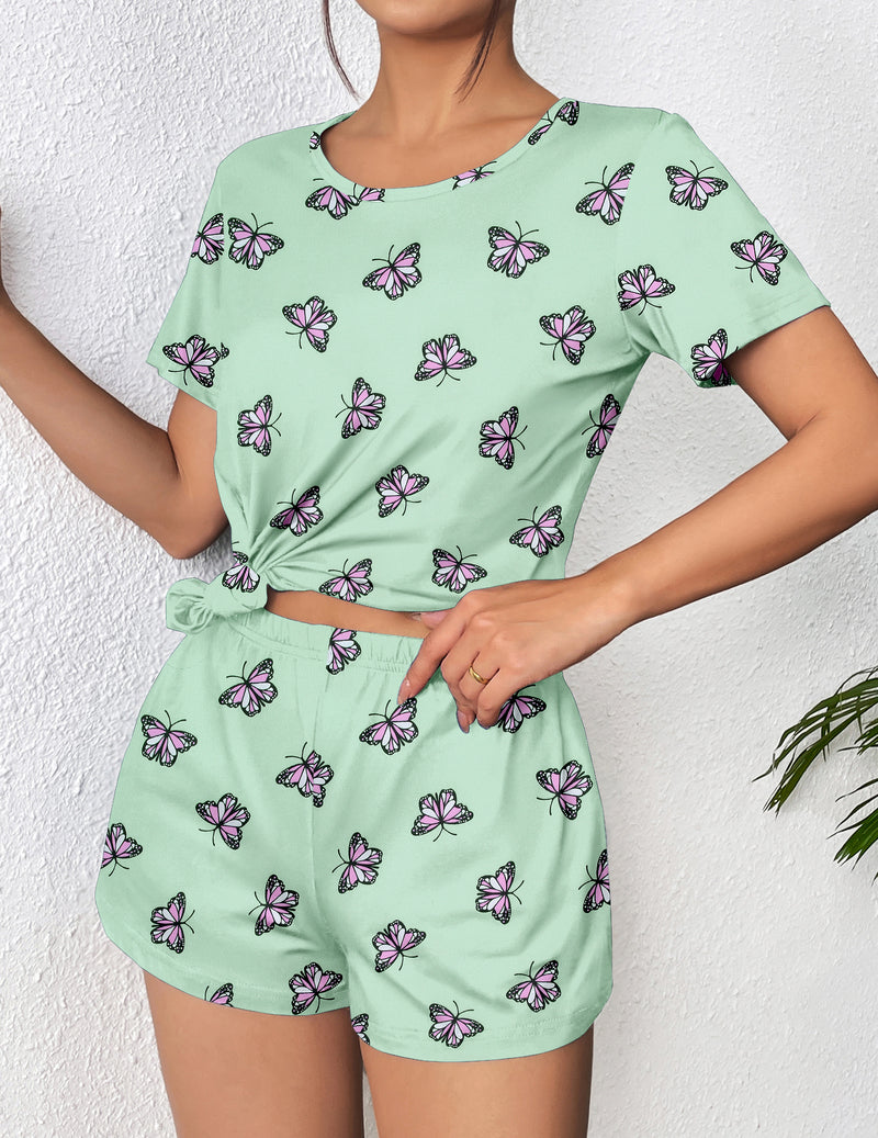 Ekouaer Pajama Sets Short Sleeve Pjs 2 Piece Top and Shorts