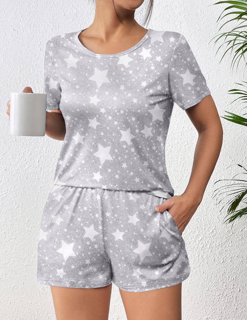 Ekouaer Pajama Sets Short Sleeve Pjs 2 Piece Top and Shorts