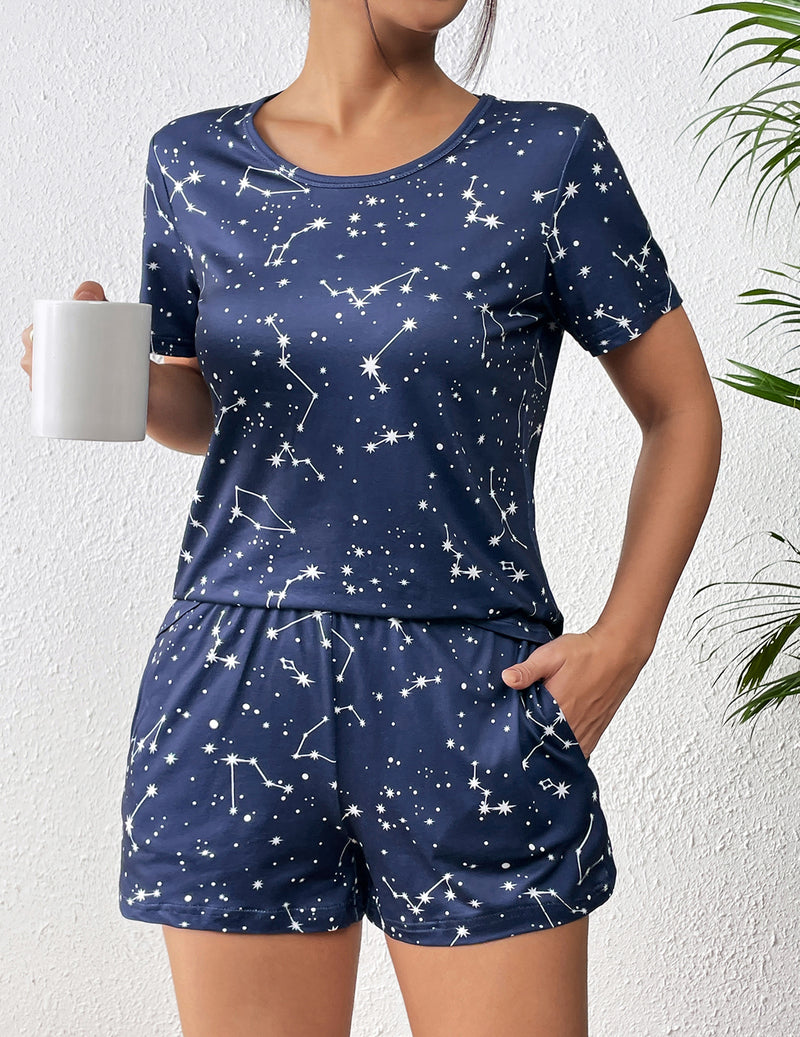Ekouaer Pajama Sets Short Sleeve Pjs 2 Piece Top and Shorts