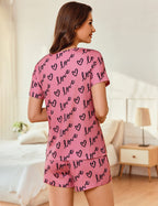 Ekouaer Pajama Sets Short Sleeve Pjs 2 Piece Top and Shorts