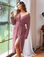 Kimono Robes Full Length Knit Bathrobe