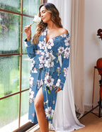 Kimono Robes Full Length Knit Bathrobe