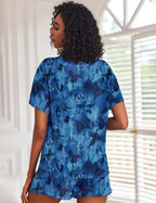 Ekouaer Tie Dye Pajamas Set for Women Short Sleeve Lounge Set