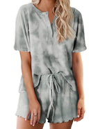 Ekouaer Tie Dye Pajamas Set for Women Short Sleeve Lounge Set