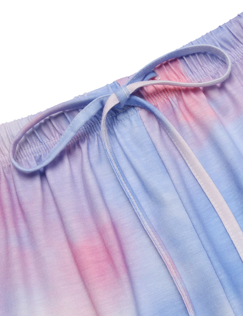 Ekouaer Tie Dye Pajamas Set for Women Short Sleeve Lounge Set
